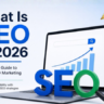 What Is SEO in 2026 infographic featuring a laptop with a rising search growth chart, SEO text, search bar illustration, and Achivoo branding representing digital SEO marketing strategies.