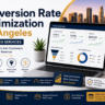Feature image for Conversion Rate Optimization Los Angeles showing CRO analytics, A/B testing, user behavior insights, and revenue growth strategies.