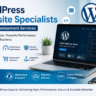 Professional WordPress Website Specialists feature image showcasing custom website development, performance optimization, security, SEO, and scalable WordPress solutions with a laptop displaying a WordPress website dashboard.