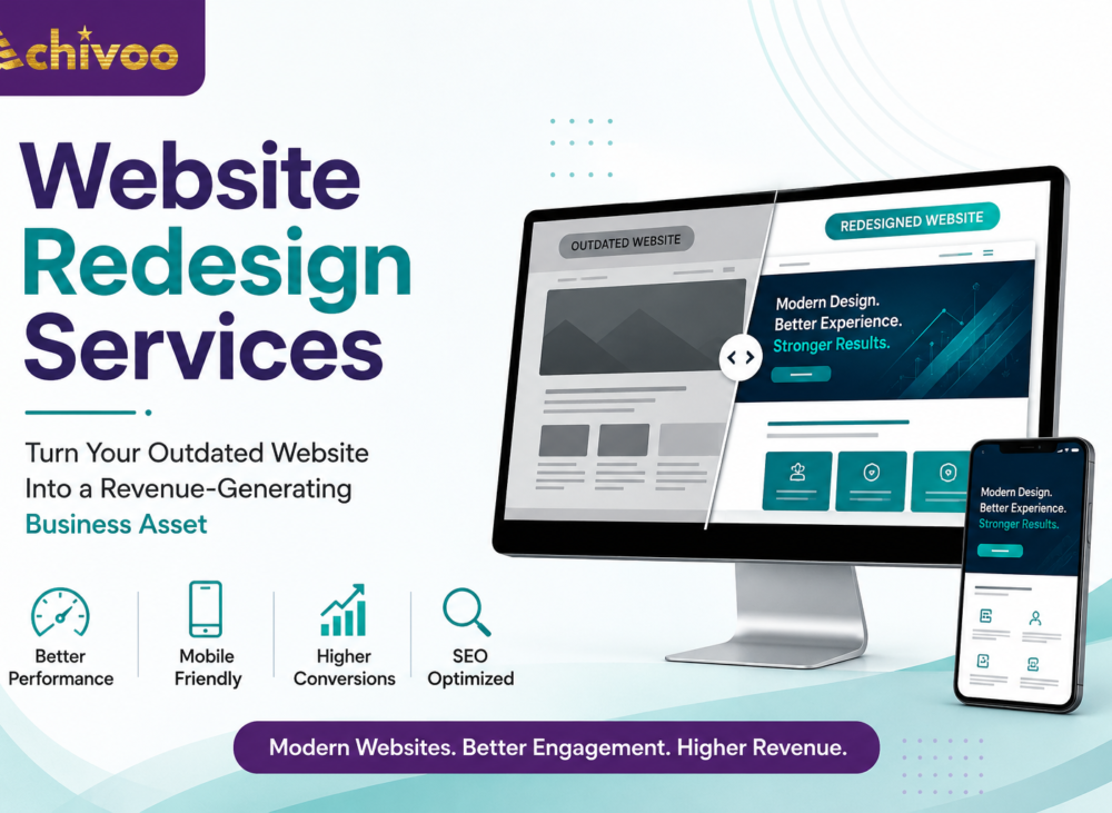 Website Redesign Services by Achivoo for modern, responsive, SEO-optimized, and high-converting business websites.